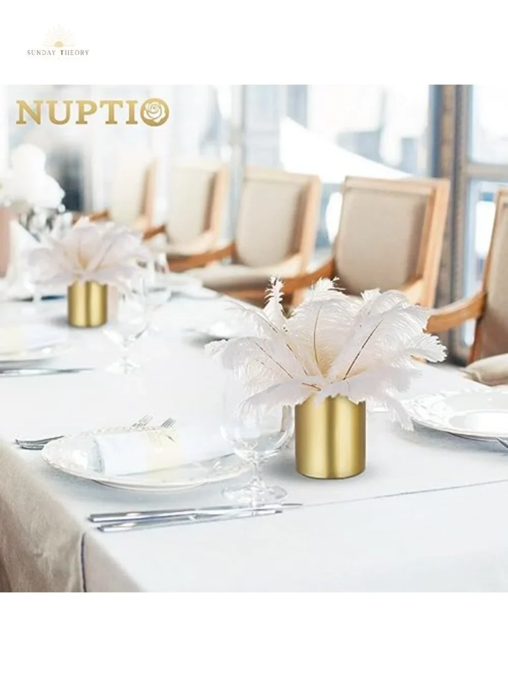 Metal Vases Set of 6 Wedding Centerpiece Tabletop Trumpet Floral Stands